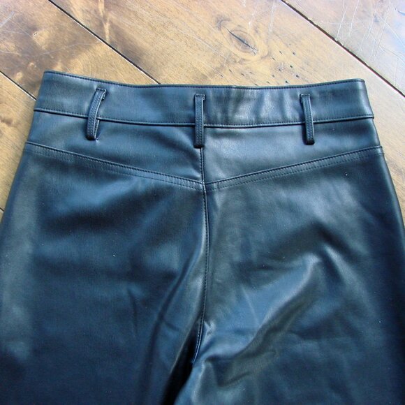 Zara Black Faux Leather Wide Leg Pants High Waist Office Party Holiday NEW  XS - Picture 14 of 15